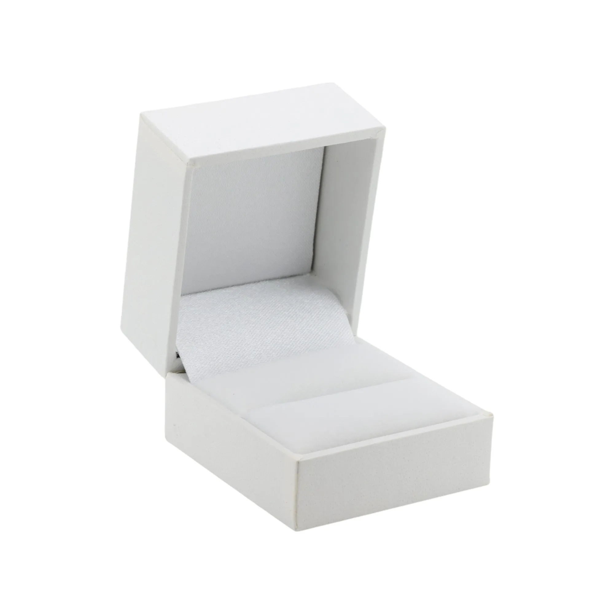 🆕📦 Leatherette Box with Ring Slot. Inner Satin Lid & Flock Base (White Outer, White Inner)