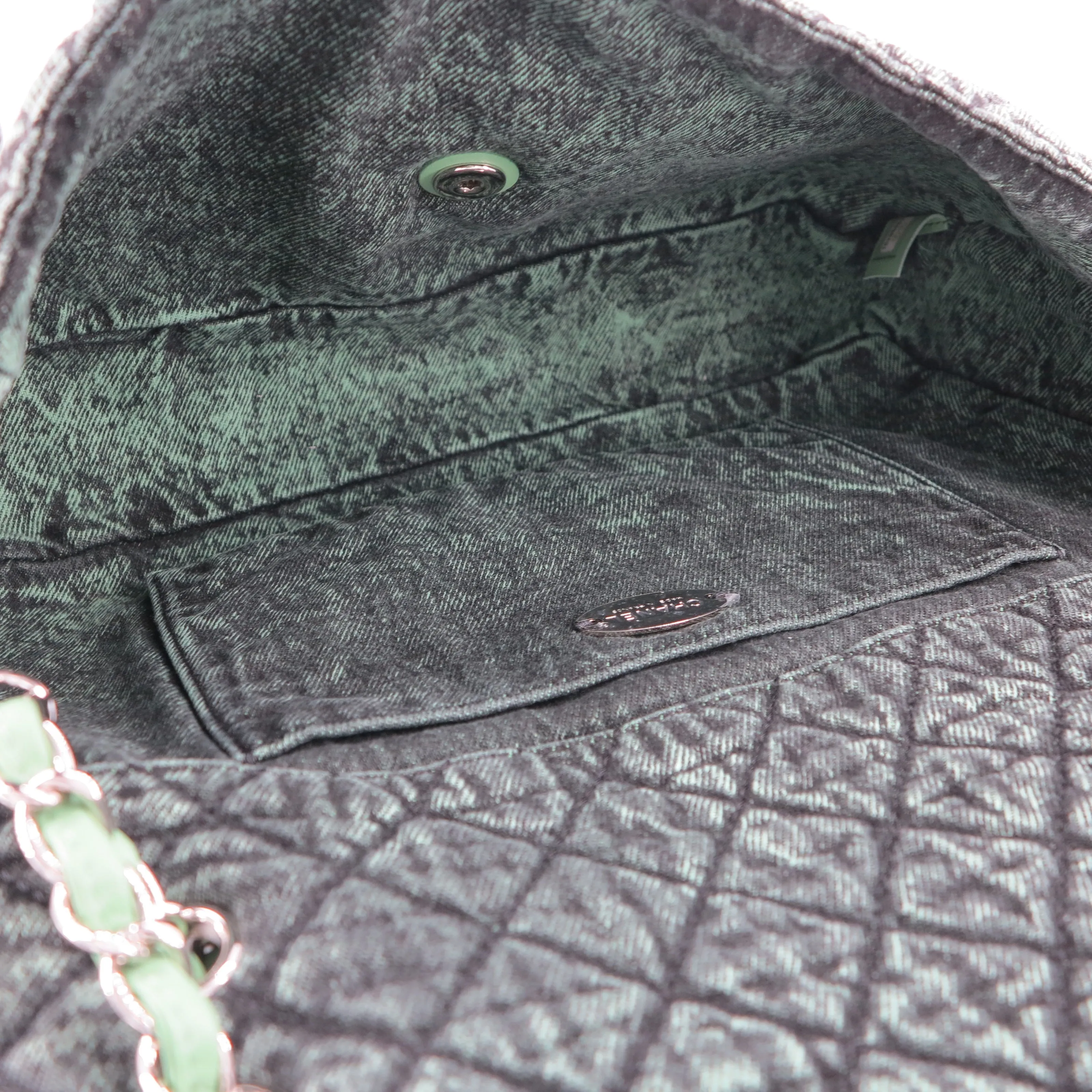 20C Denimpression Flap Bag in Aged Green Denim