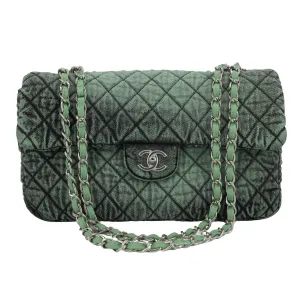 20C Denimpression Flap Bag in Aged Green Denim