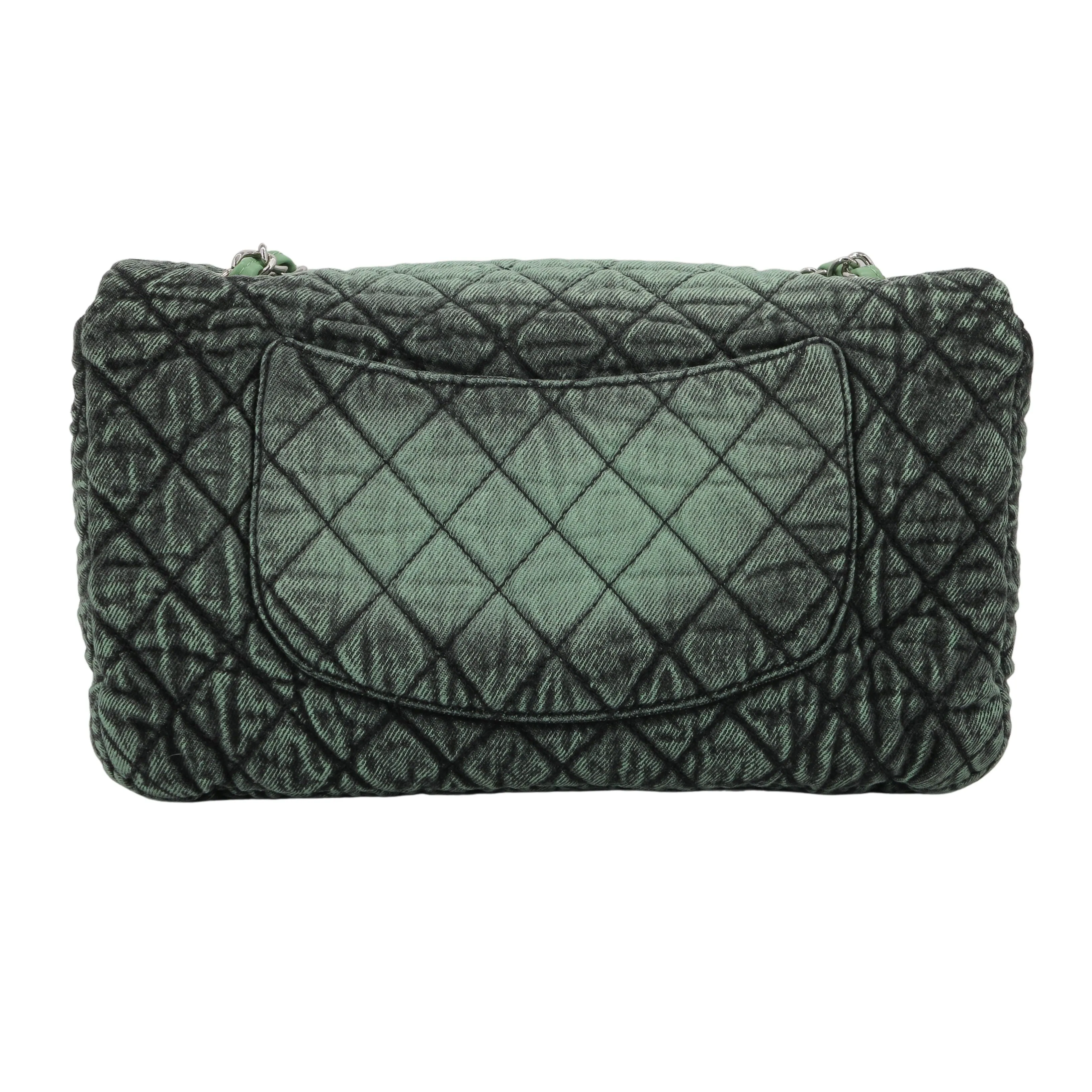 20C Denimpression Flap Bag in Aged Green Denim