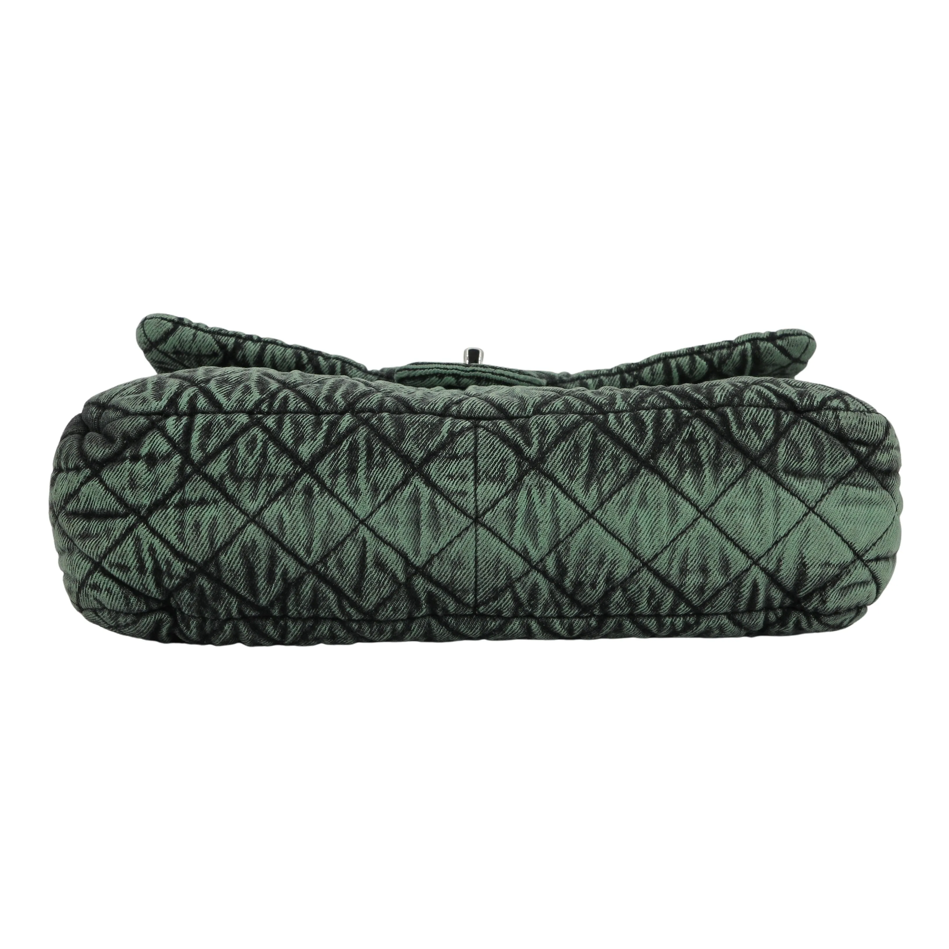 20C Denimpression Flap Bag in Aged Green Denim