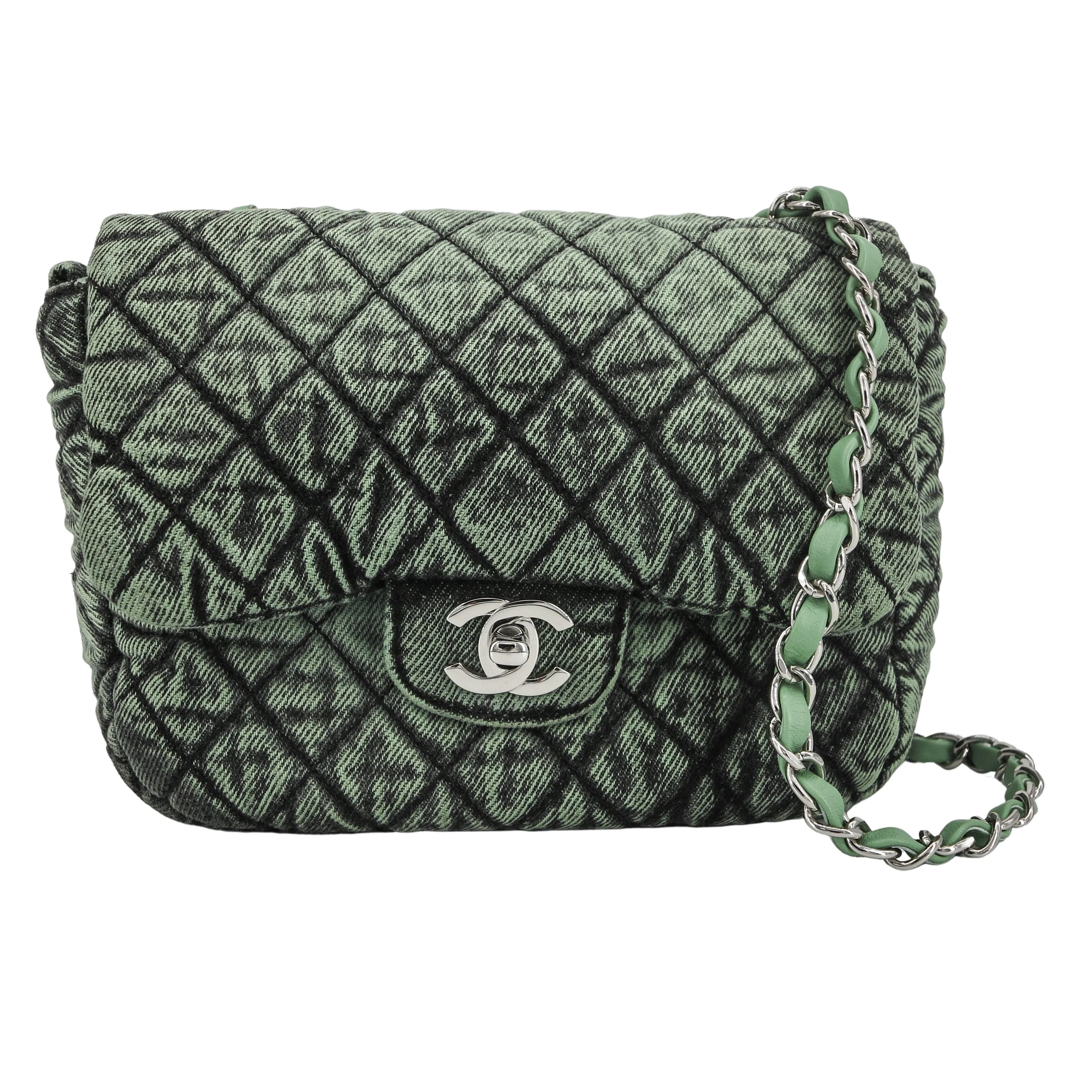 20C Denimpression Mini Flap Bag in Aged Green Denim