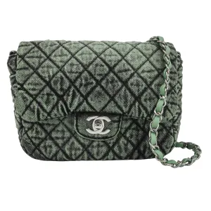 20C Denimpression Mini Flap Bag in Aged Green Denim