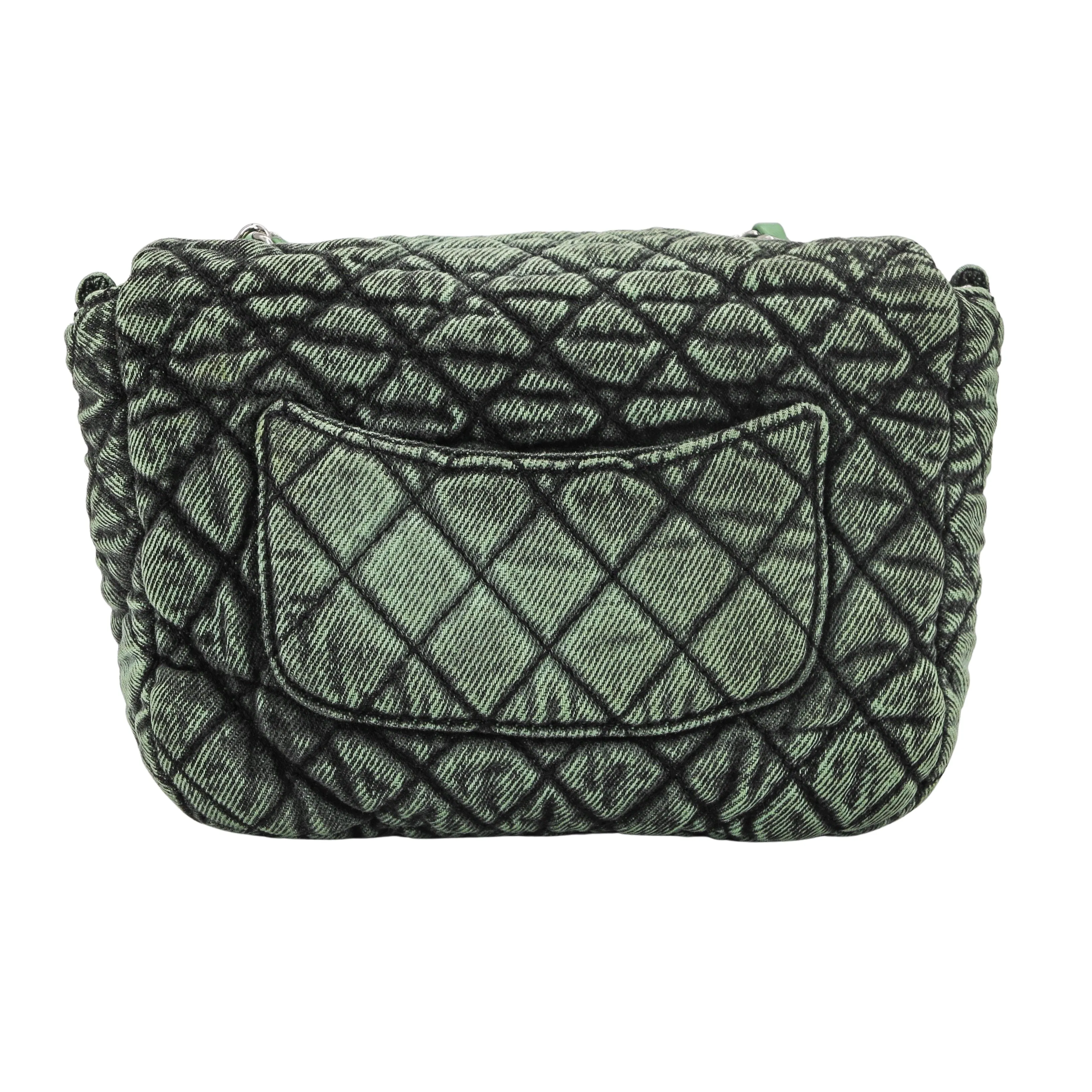20C Denimpression Mini Flap Bag in Aged Green Denim
