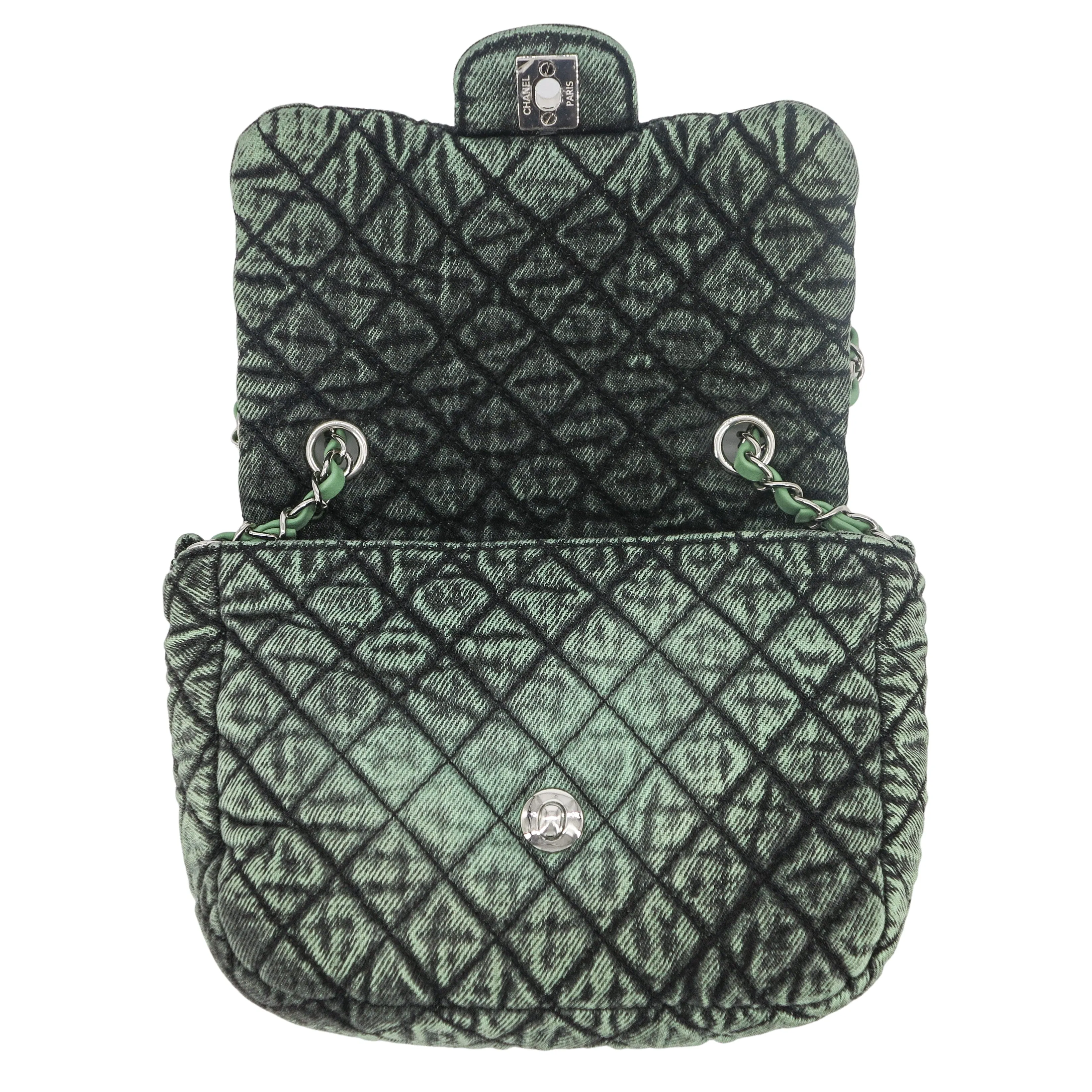 20C Denimpression Mini Flap Bag in Aged Green Denim