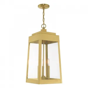 3 Lt Satin Brass Pendant Lantern