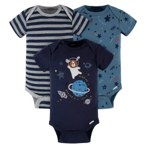 3-Pack Baby Boys Space Short Sleeve Onesies® Bodysuits