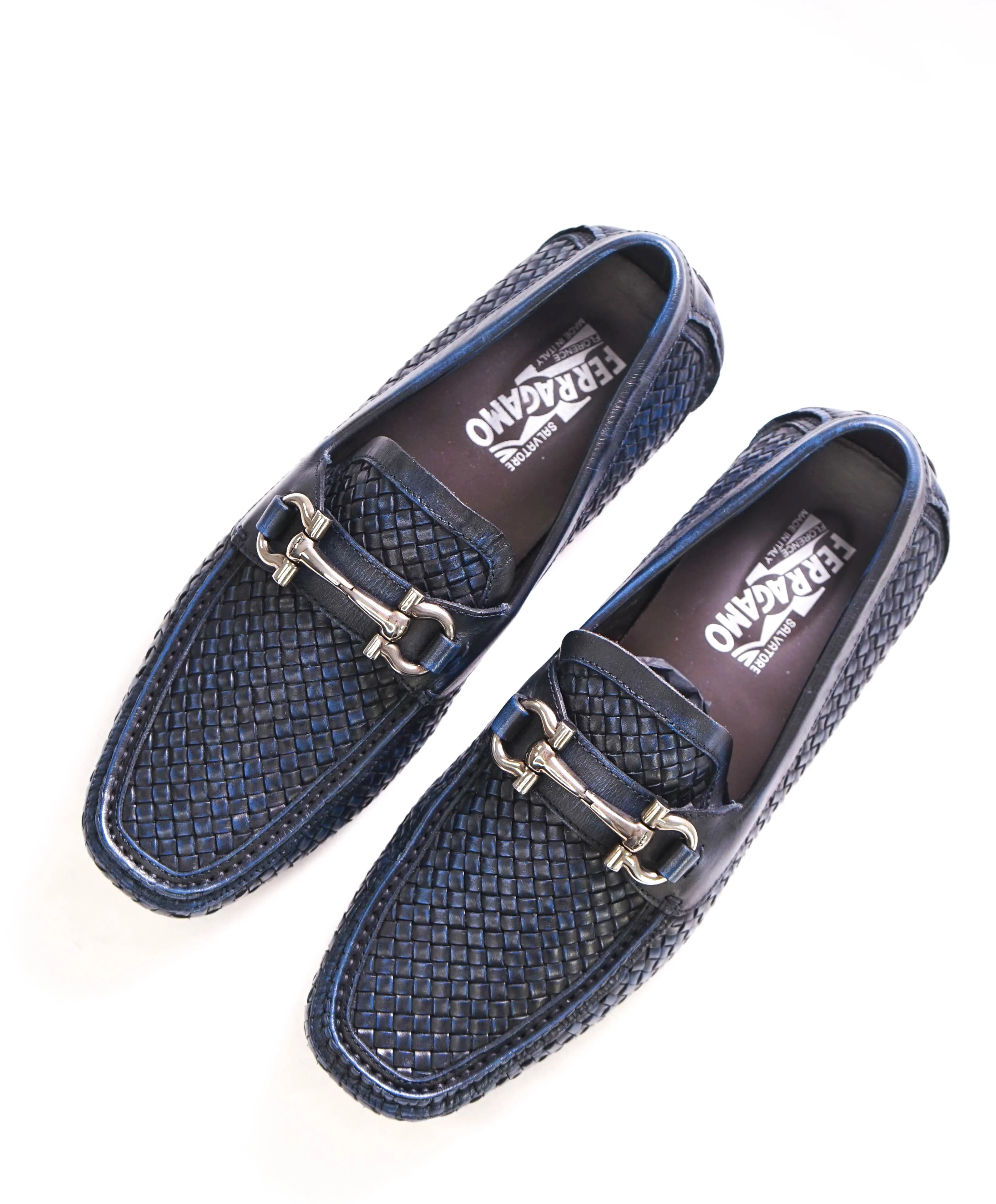 $850 SALVATORE FERRAGAMO - Parigi Blue Woven Gancini Bit Loafer - 7.5 EE US