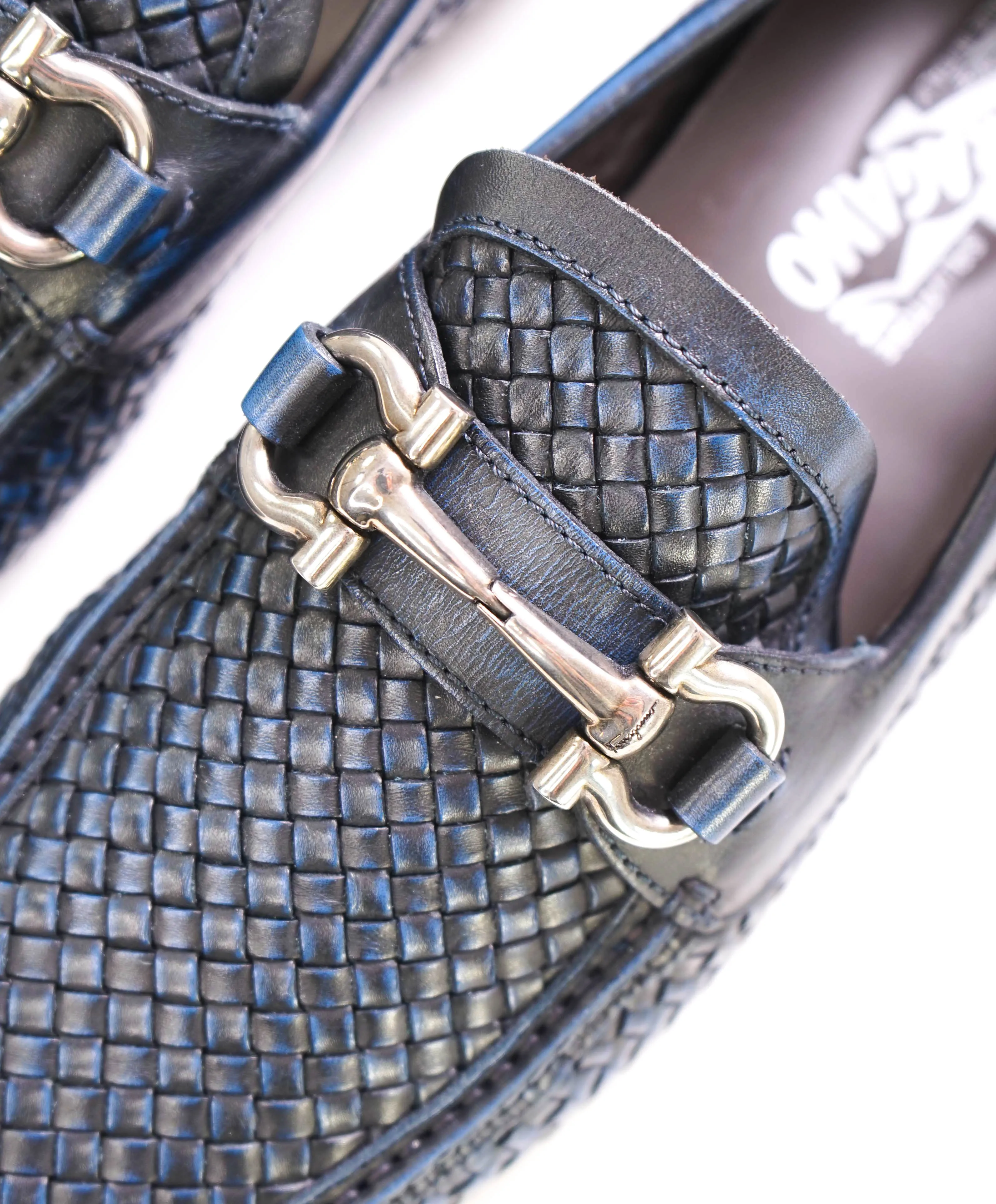 $850 SALVATORE FERRAGAMO - Parigi Blue Woven Gancini Bit Loafer - 7.5 EE US