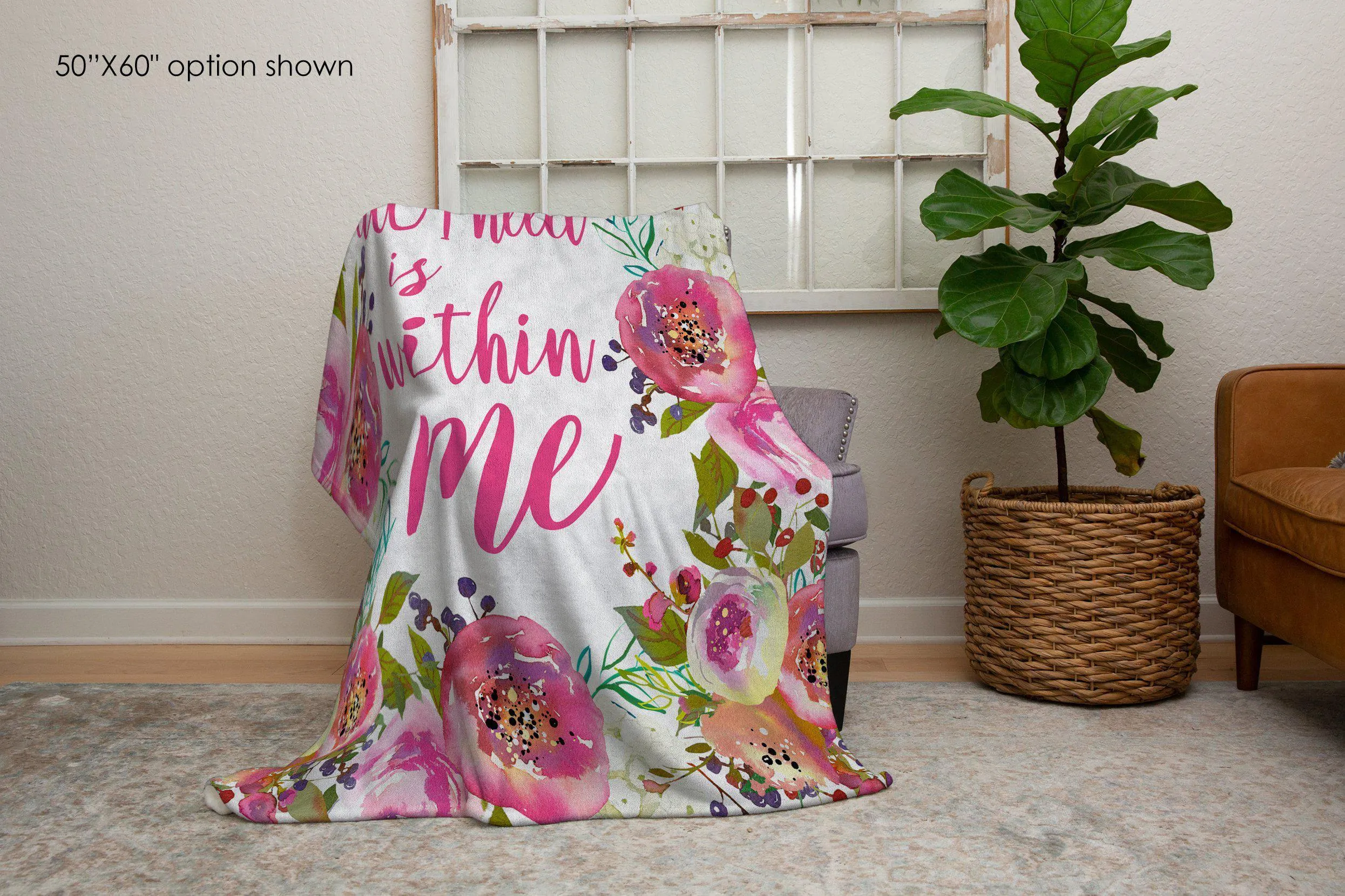 All I Need Is Within Me Inspirational Blanket | Uplifting Positive Affirmation Gift for Women, Cancer Patients, and Get Well Soon Comfort