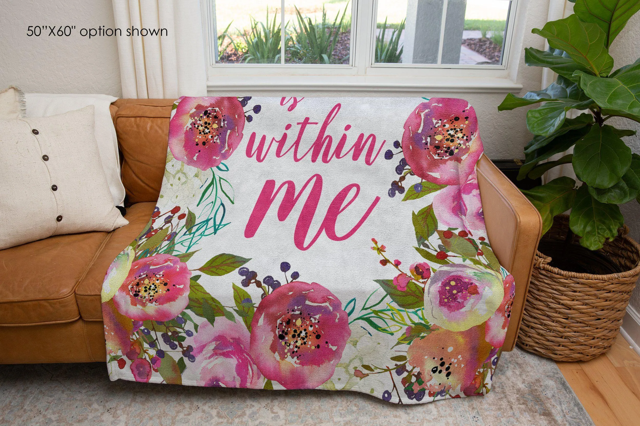 All I Need Is Within Me Inspirational Blanket | Uplifting Positive Affirmation Gift for Women, Cancer Patients, and Get Well Soon Comfort