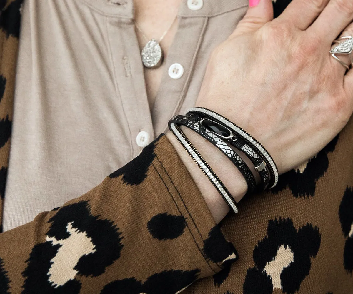 Animal Print Black Gem Sparkly Bracelet
