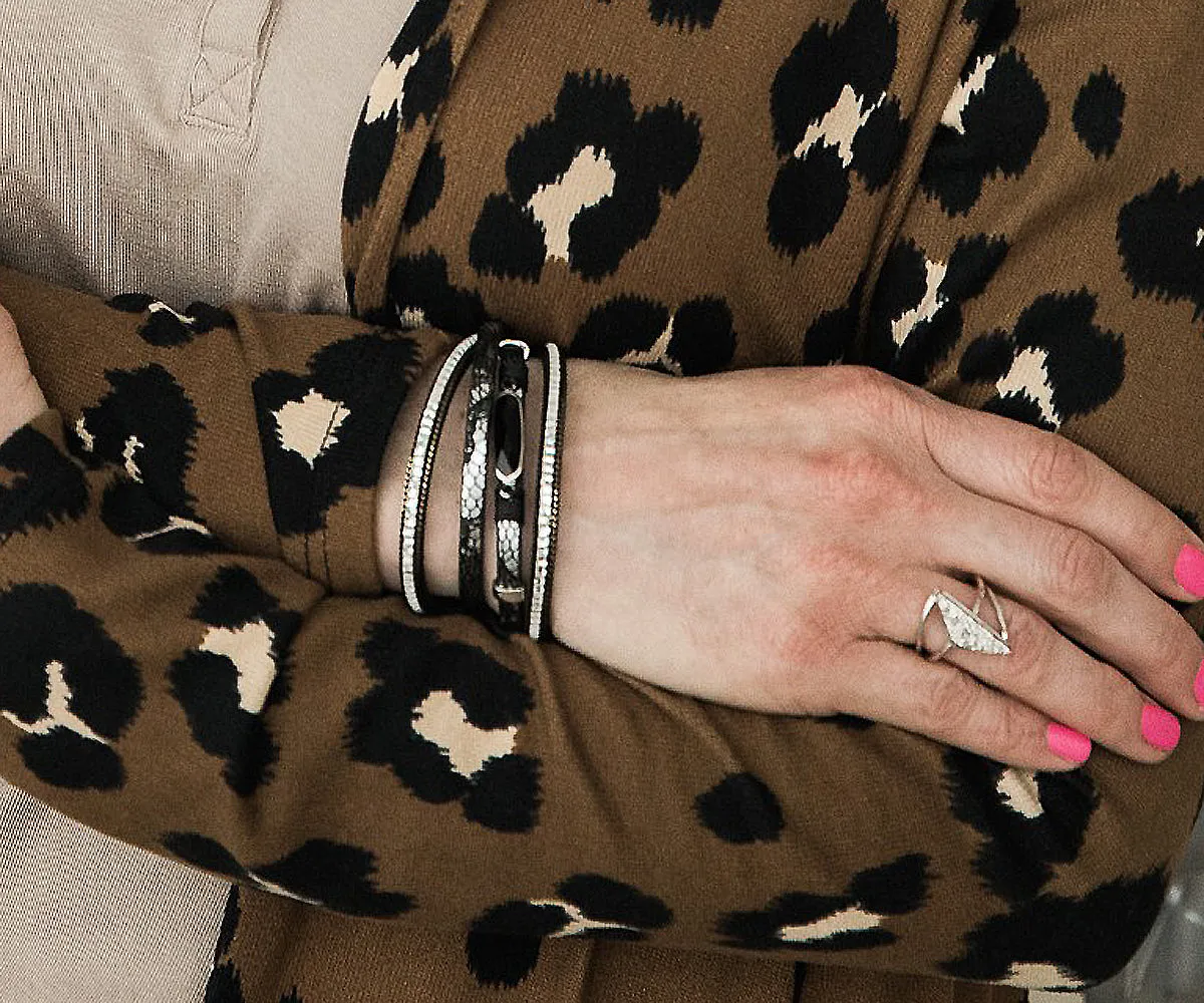 Animal Print Black Gem Sparkly Bracelet