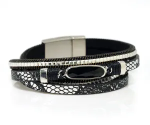 Animal Print Black Gem Sparkly Bracelet