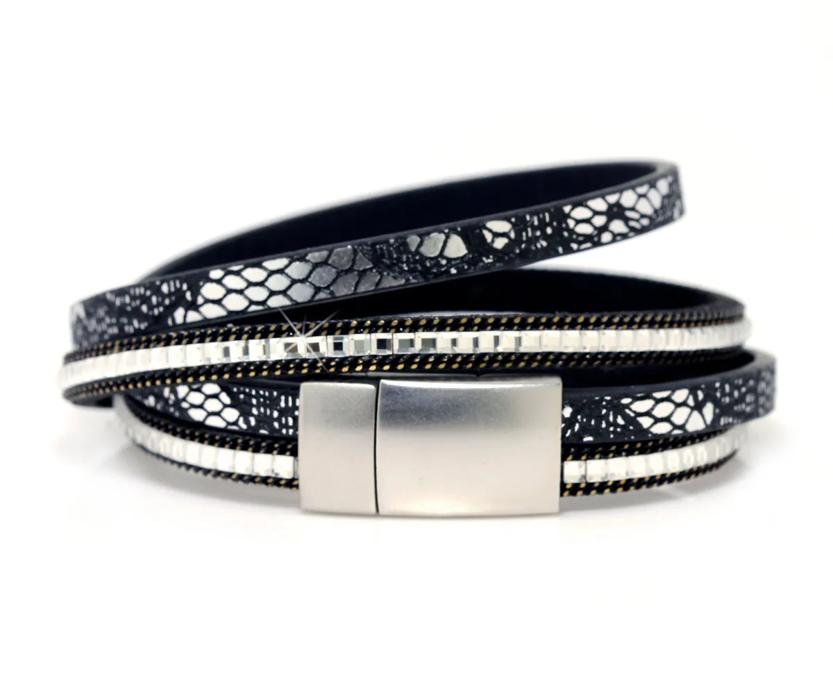 Animal Print Black Gem Sparkly Bracelet