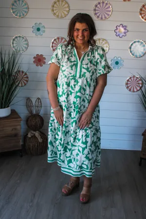 Bellflower Blooms Ruffle Midi • Green - PLUS