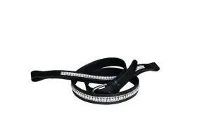 Belt Black Leather with Clear Crystal and Pearl Inlay