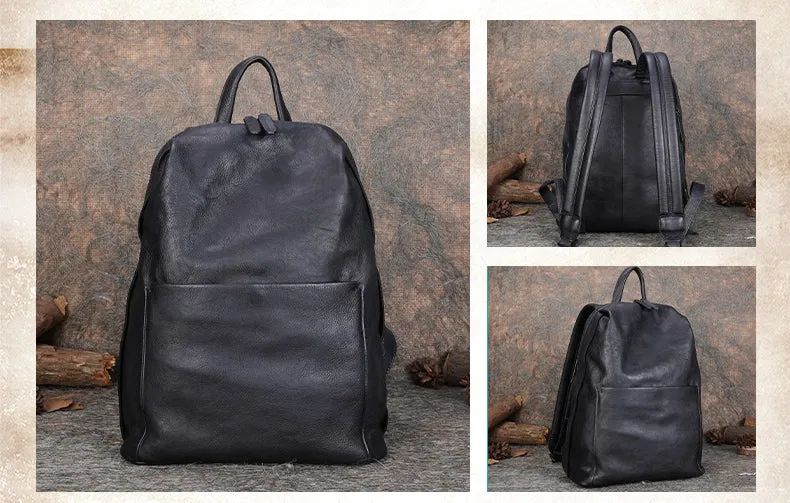 Best Minimalist Brown Leather Rucksack Bag Womens Vintage School Backpacks Leather Backpack Purse