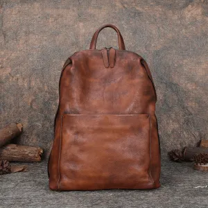 Best Minimalist Brown Leather Rucksack Bag Womens Vintage School Backpacks Leather Backpack Purse