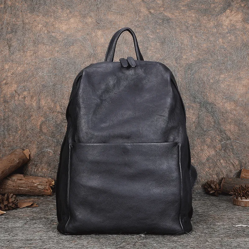 Best Minimalist Brown Leather Rucksack Bag Womens Vintage School Backpacks Leather Backpack Purse