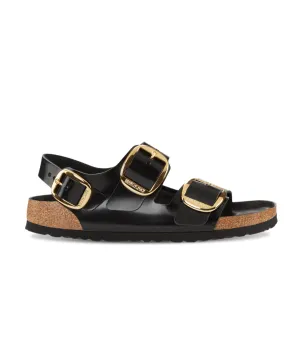 Birkenstock Milano Big Buckle High Shine Natural/Patent Leather Black Sandals