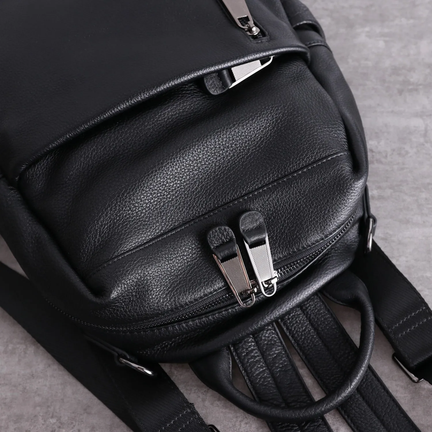Black Leather School Backpacks Womens Cute College Backpack Bag Black Leather Travel Rucksack for Ladies