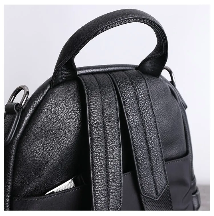 Black Leather School Backpacks Womens Cute College Backpack Bag Black Leather Travel Rucksack for Ladies