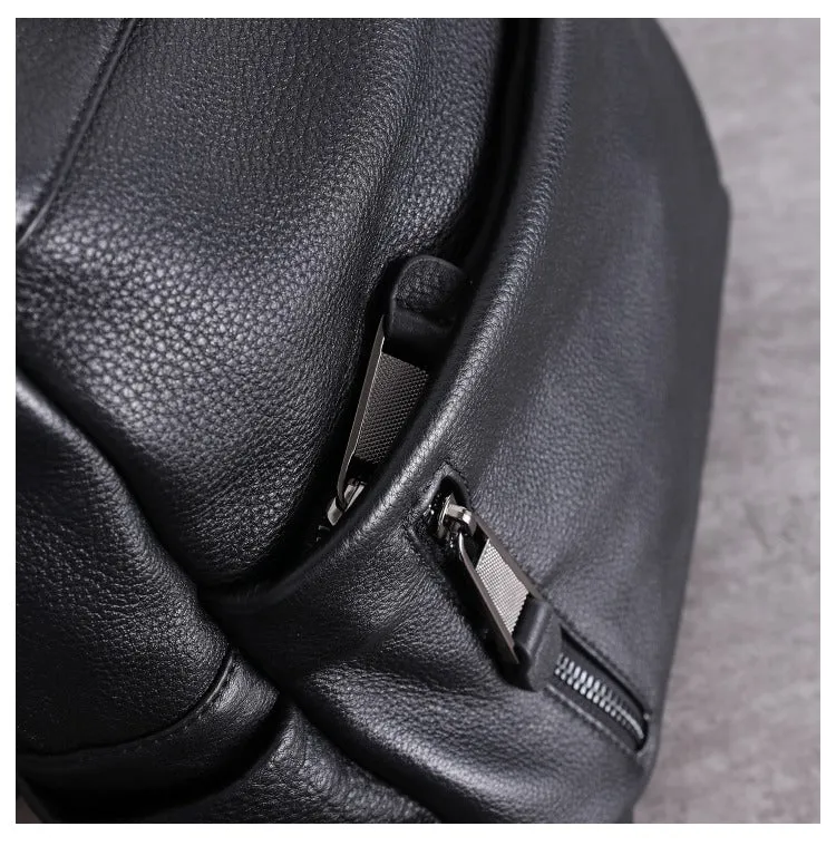 Black Leather School Backpacks Womens Cute College Backpack Bag Black Leather Travel Rucksack for Ladies