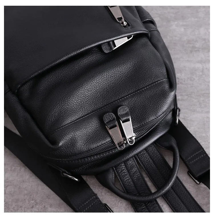 Black Leather School Backpacks Womens Cute College Backpack Bag Black Leather Travel Rucksack for Ladies