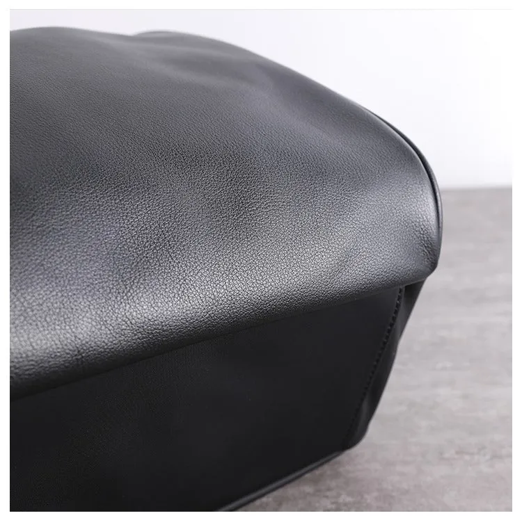 Black Nylon Backpacks Womens Cute School Backpack Bag Black Nylon Leather College Rucksack for Ladies