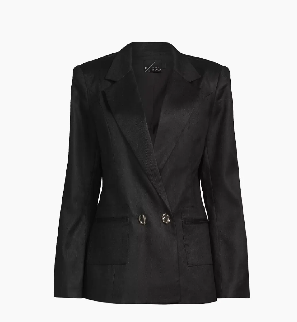 Boxy Linen Blazer - Black