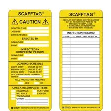 Brady SCAFFTAG CAUTION Scaffold Inspection Tag Inserts| Buy online