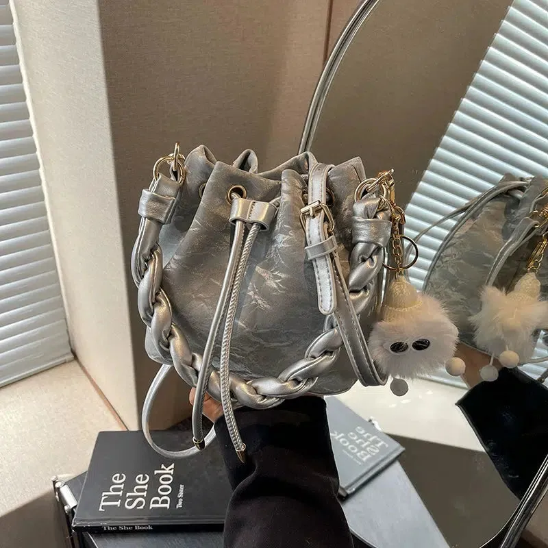 Braided Strap Bucket Bag