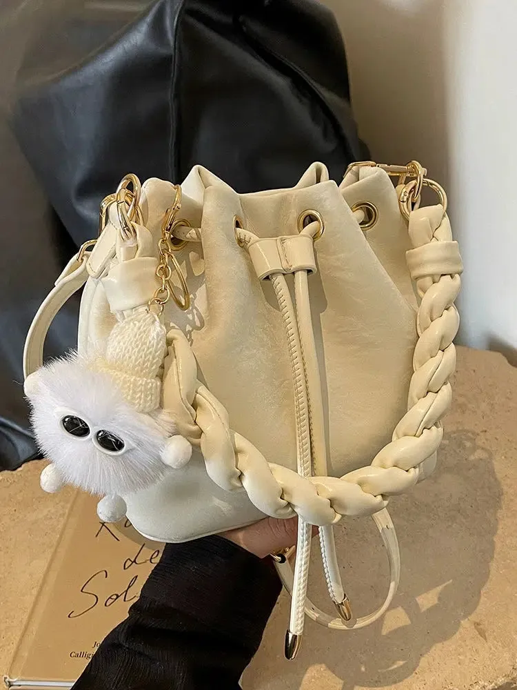 Braided Strap Bucket Bag