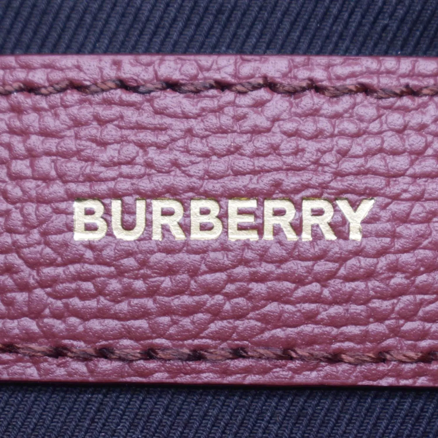 BURBERRY Banner Small House Check Leather Tote Shoulder Bag Maroon
