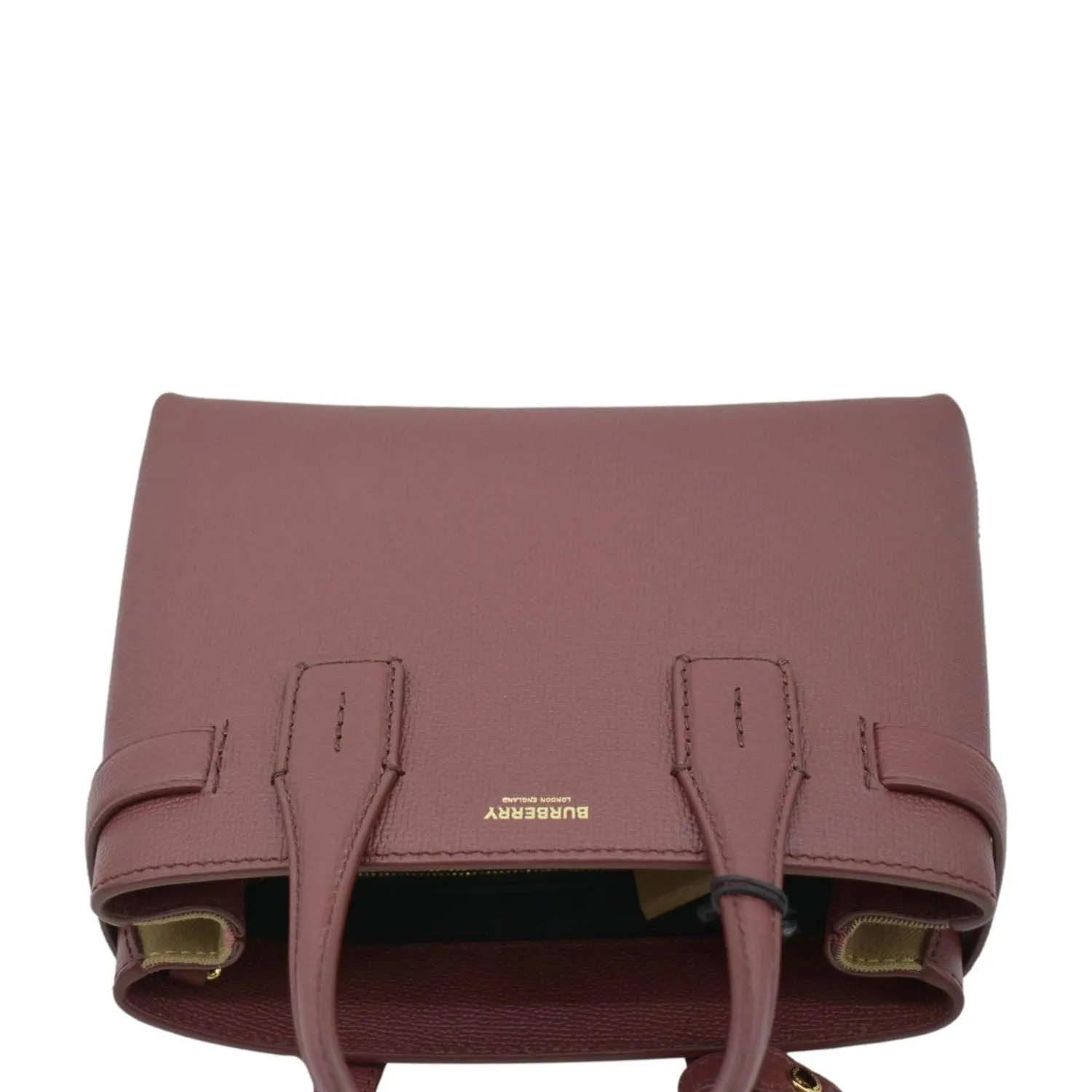BURBERRY Banner Small House Check Leather Tote Shoulder Bag Maroon