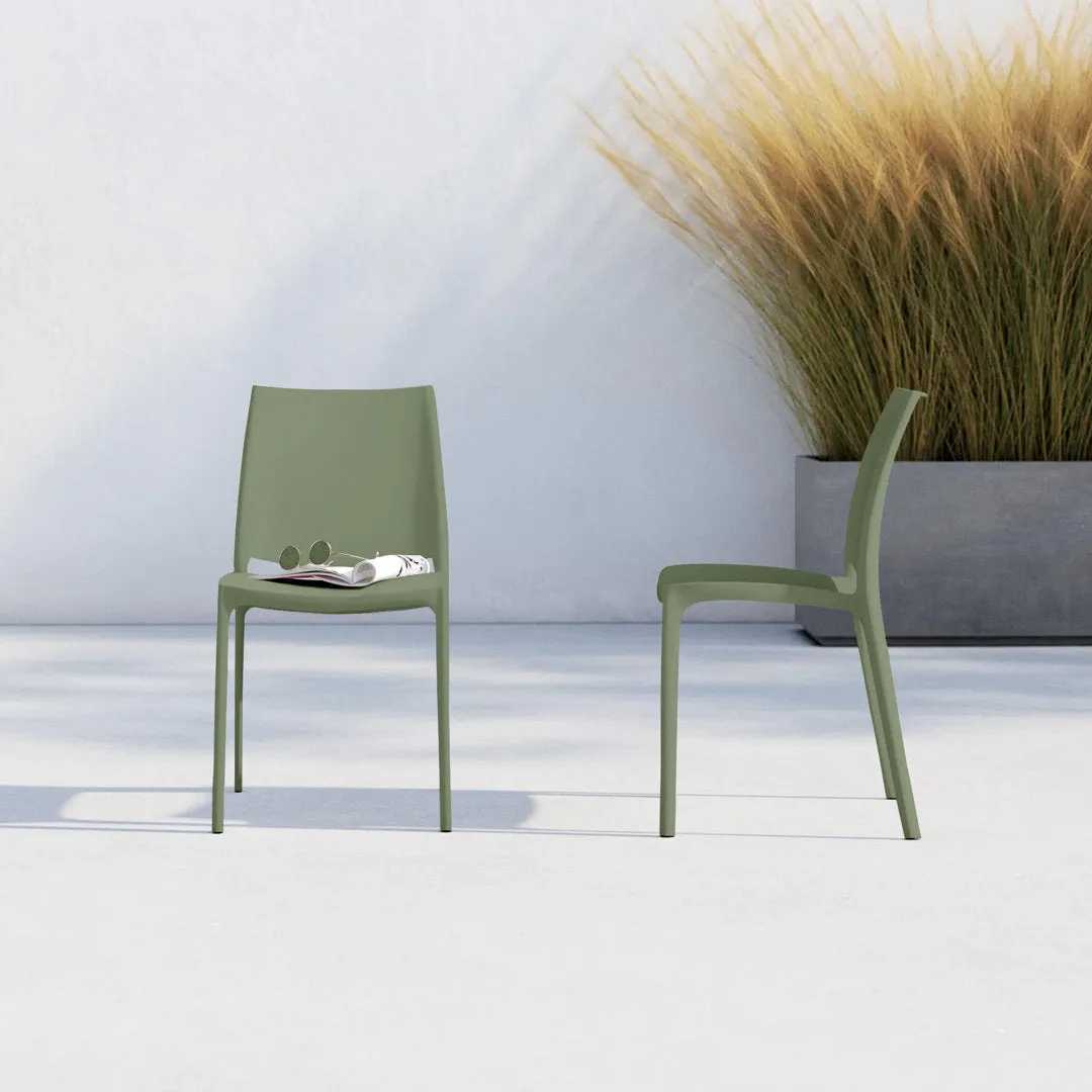Burt Stacking Patio Dining Side Chair (Set of 2) AllModern Color: Olive Green