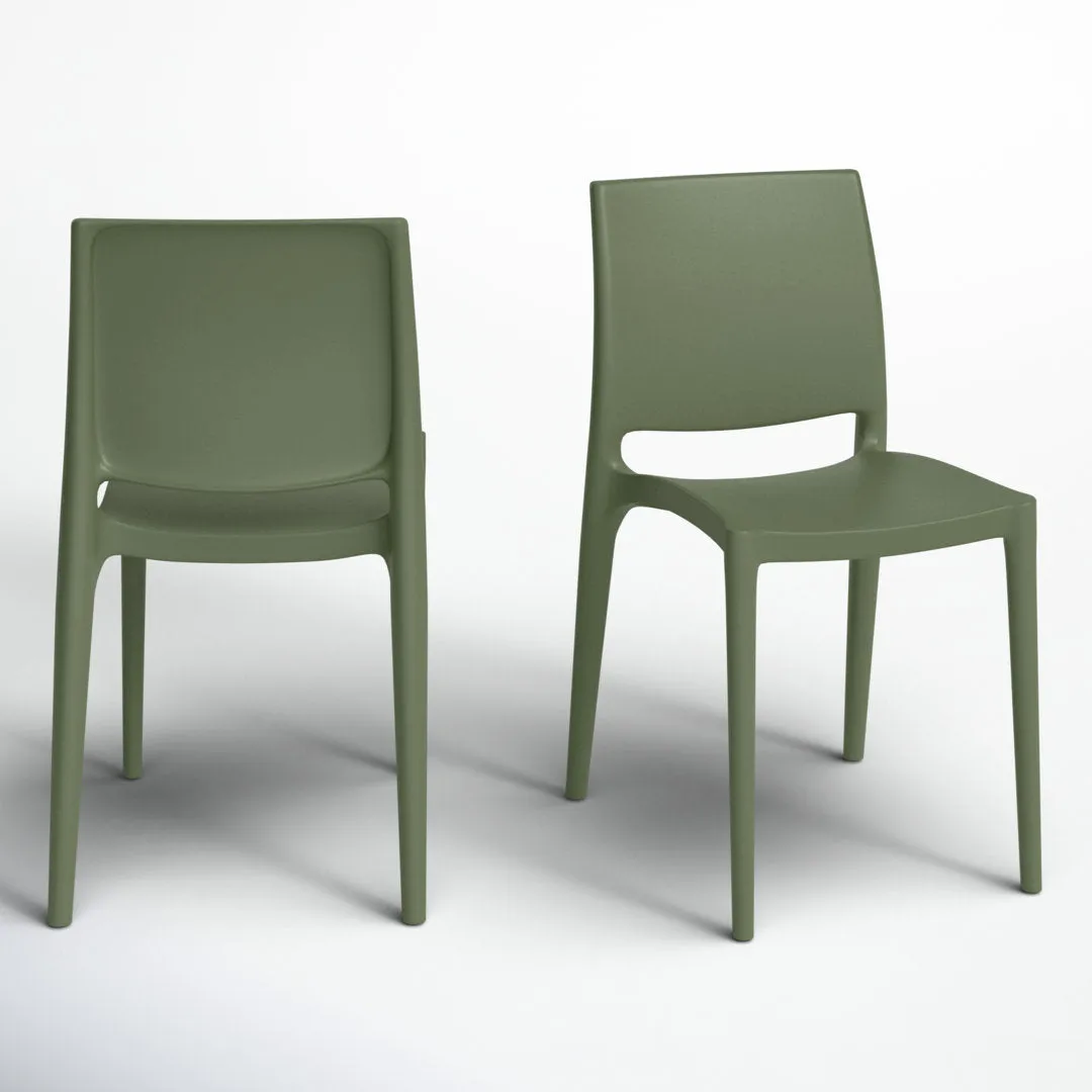 Burt Stacking Patio Dining Side Chair (Set of 2) AllModern Color: Olive Green