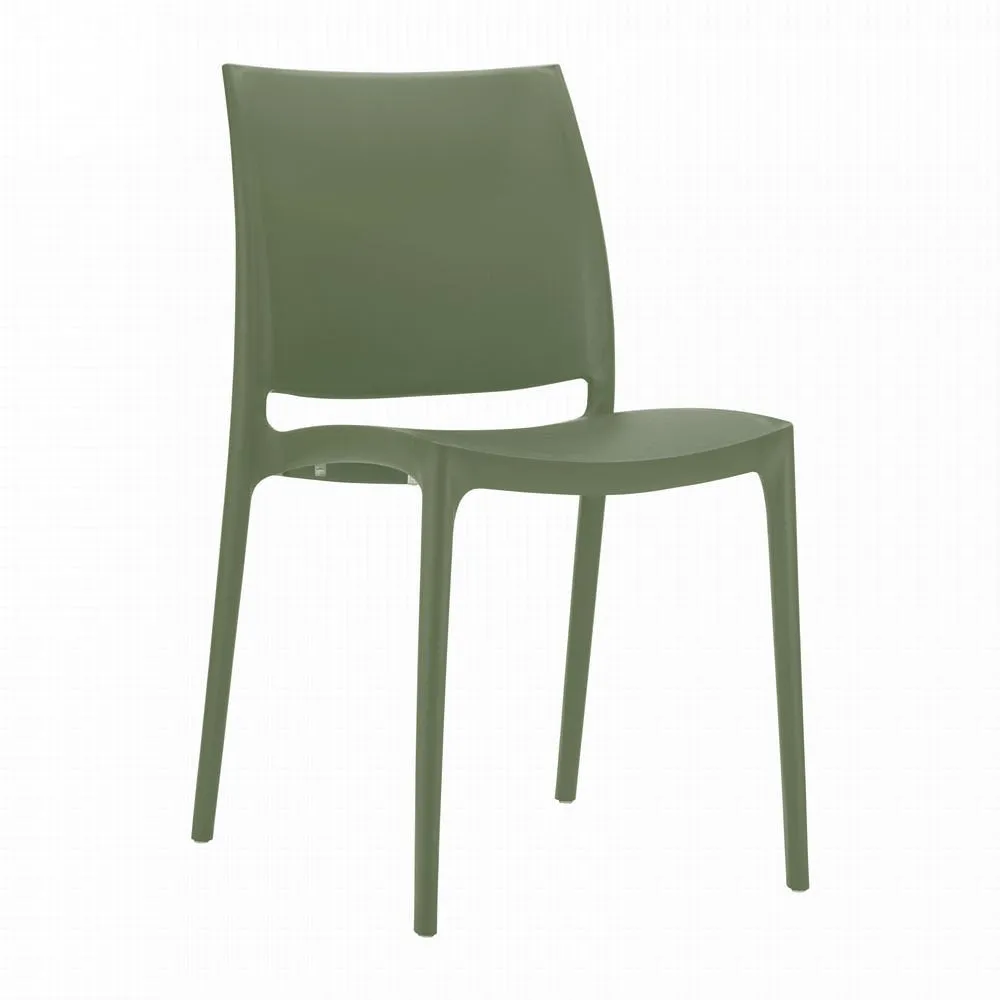 Burt Stacking Patio Dining Side Chair (Set of 2) AllModern Color: Olive Green