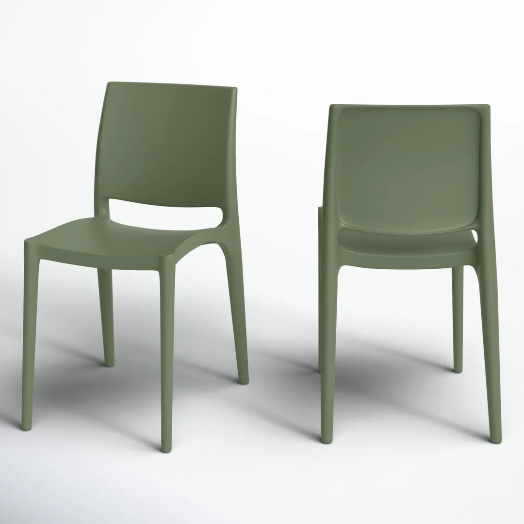 Burt Stacking Patio Dining Side Chair (Set of 2) AllModern Color: Olive Green