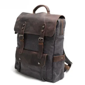 Canvas Neutral College Style Cotton With First Layer Crazy Horse Backpacks