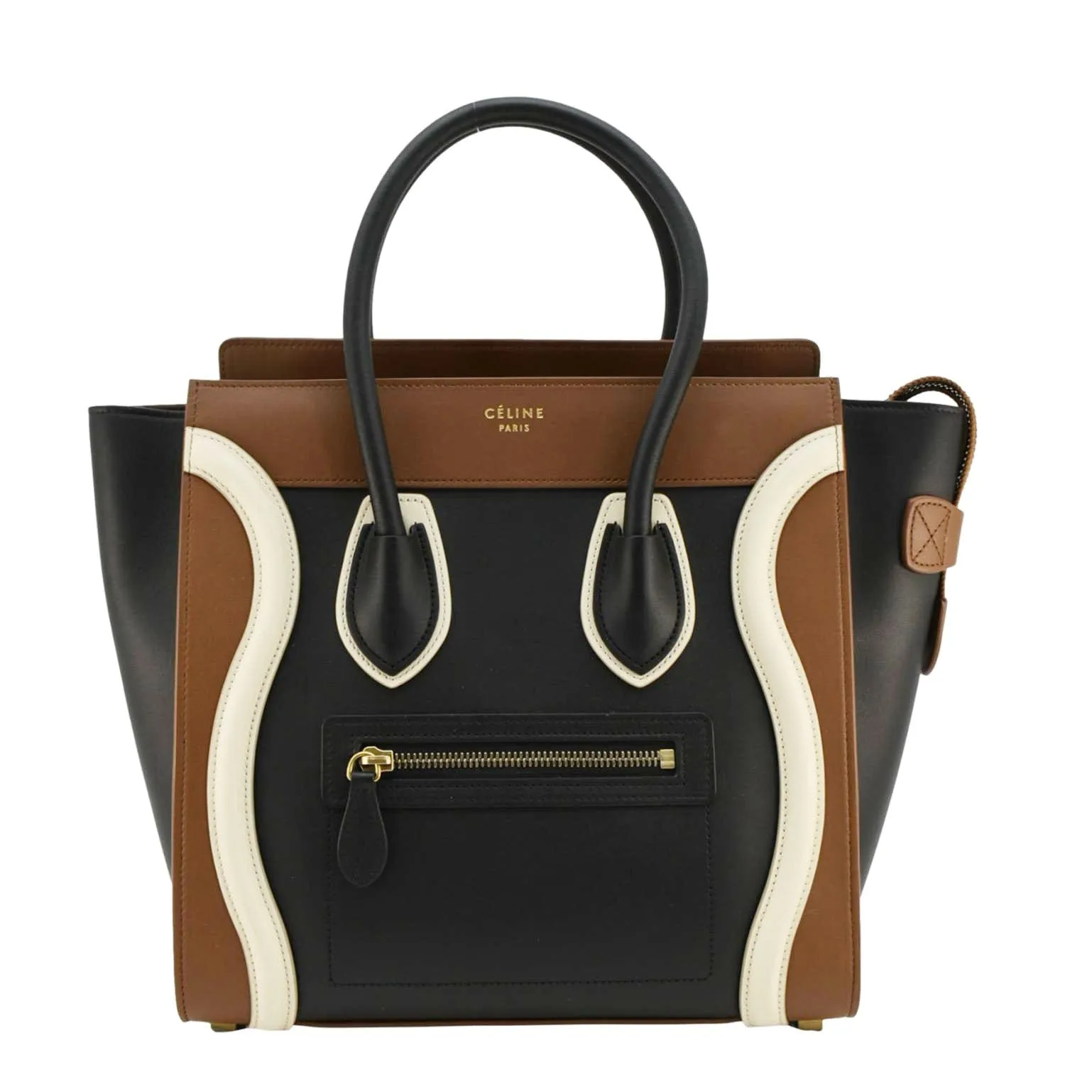 CELINE Luggage Smooth Leather Shoulder Bag Tricolor