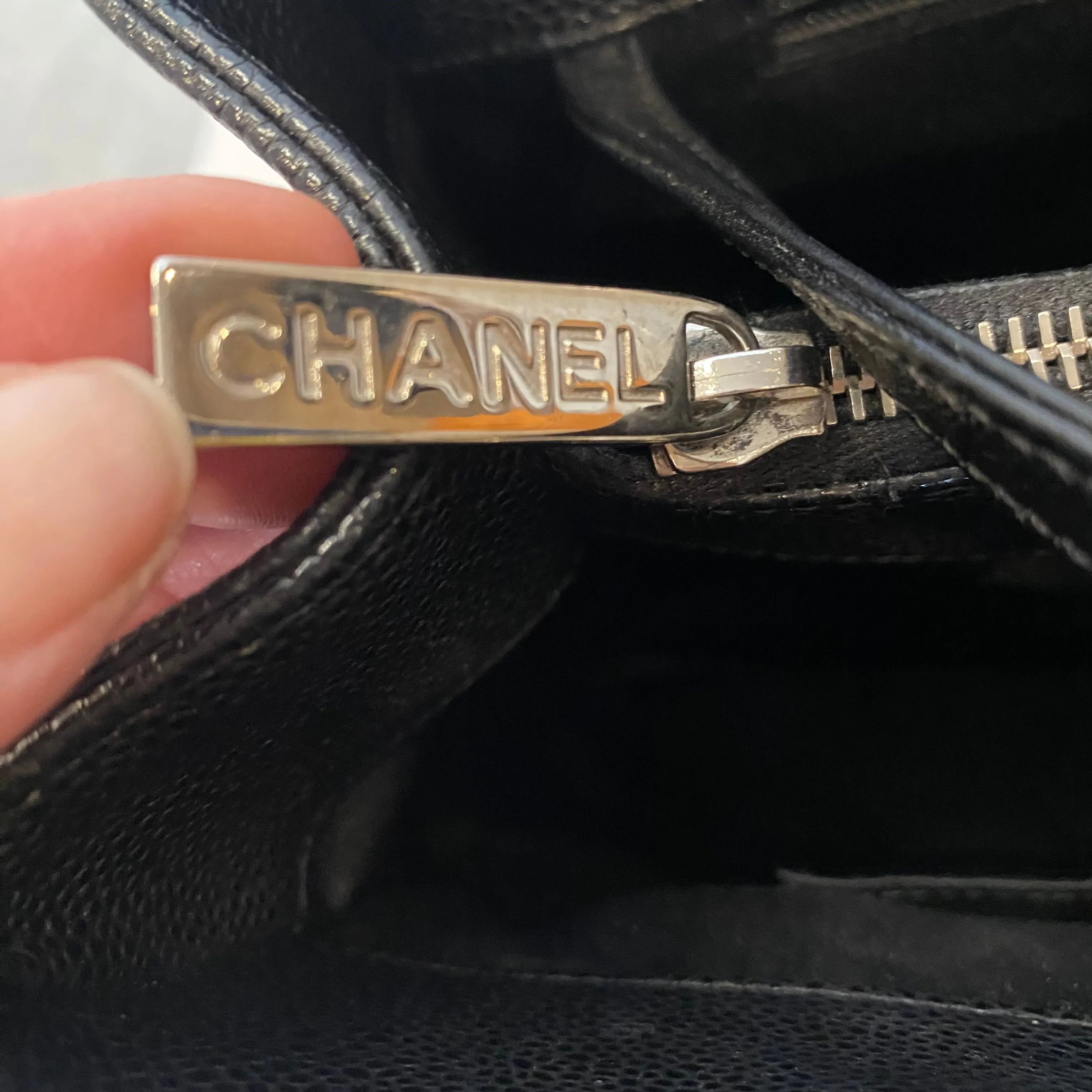 CHANEL Black Quilted Caviar Grand Timeless Shopping Tote Bag Silver Hardware