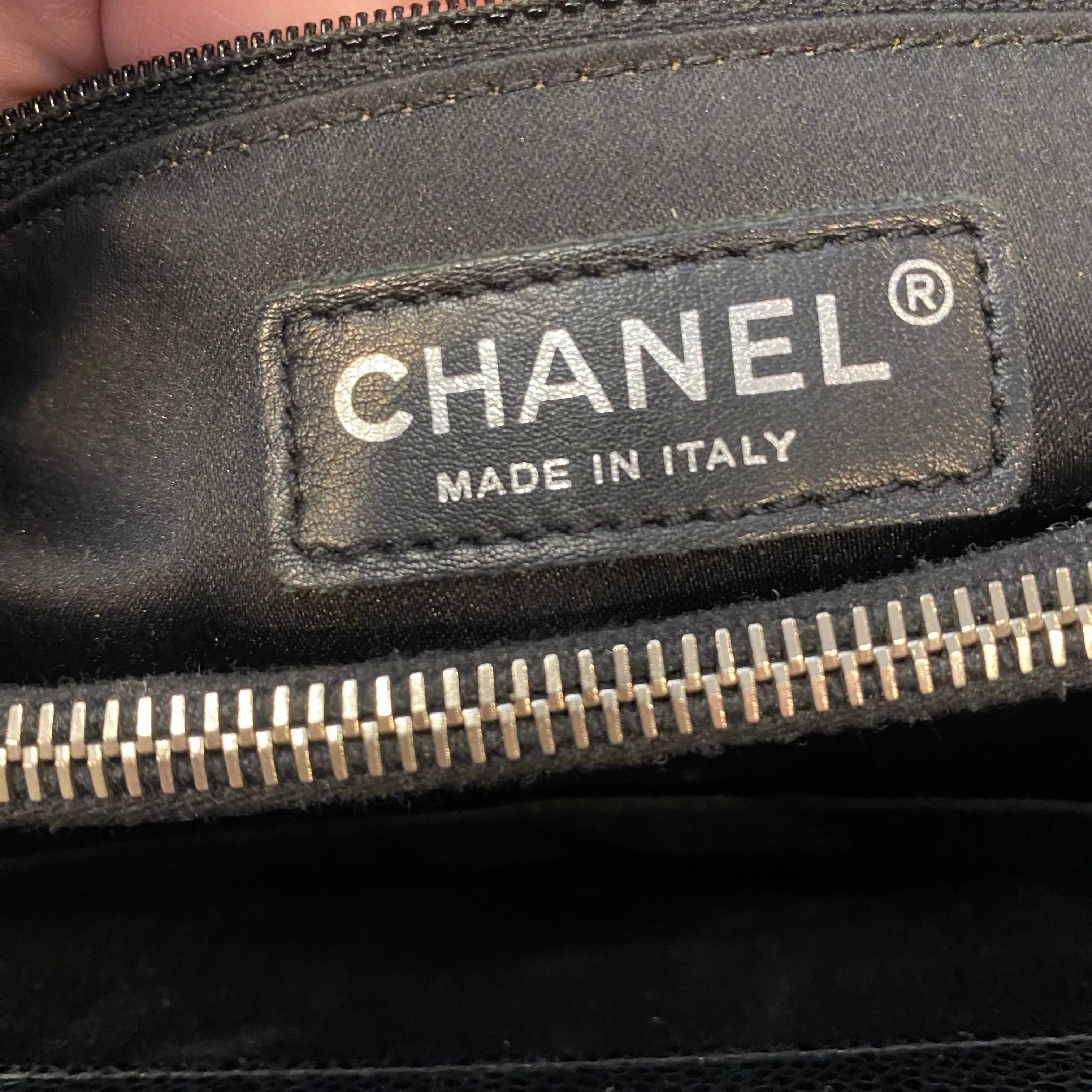 CHANEL Black Quilted Caviar Grand Timeless Shopping Tote Bag Silver Hardware