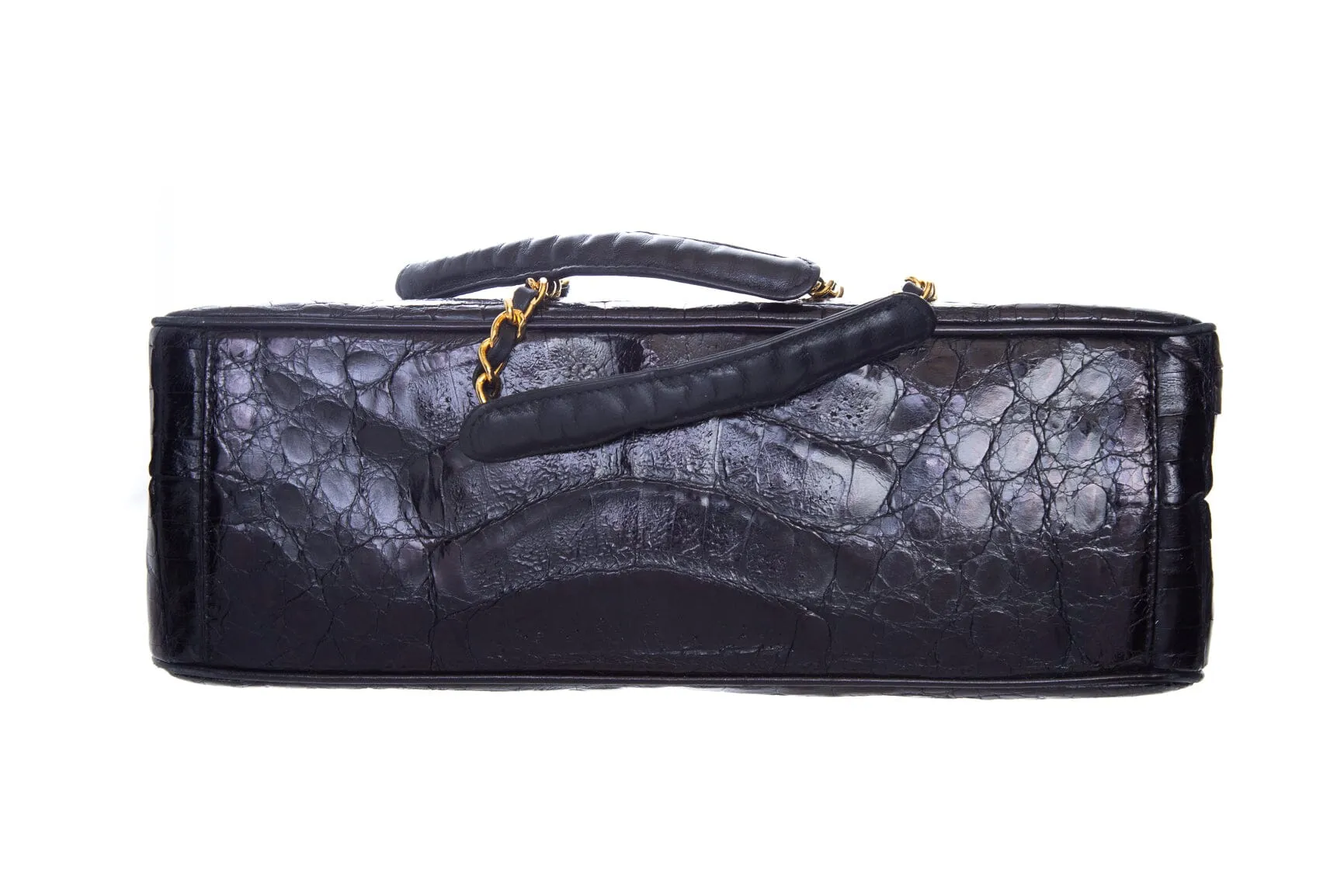 Chanel Vintage 1986/88 Black Polished Alligator and 24k Plated Hardware Tote