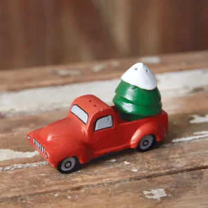 Charming Farmhouse Truck with Christmas Tree Salt & Pepper Shakers
