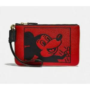 Coach Small Red Wallet Disney Mickey Mouse X Keith Haring Purse Wristlet Bag New