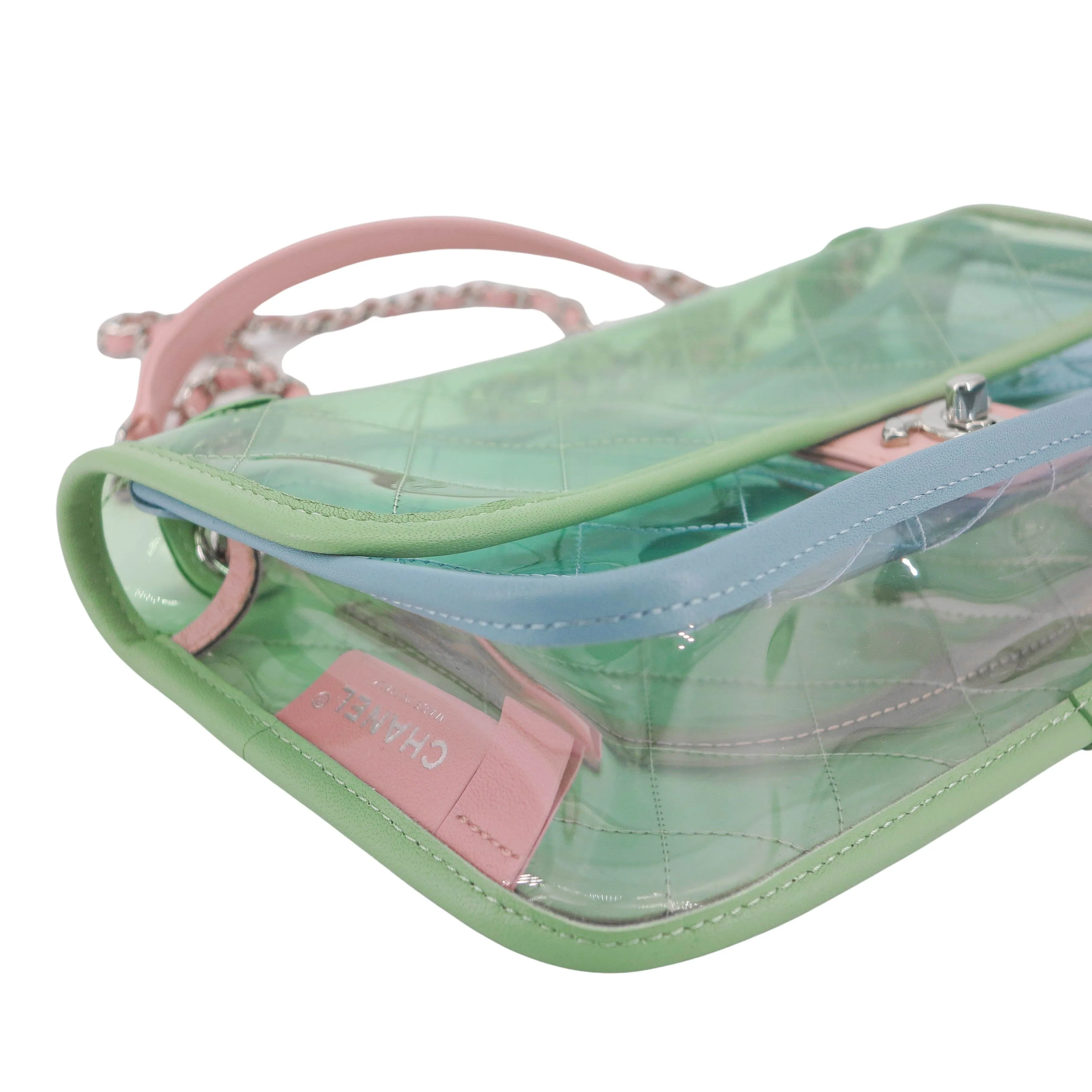 Coco Splash PVC Medium Flap Bag Green Blue Pink