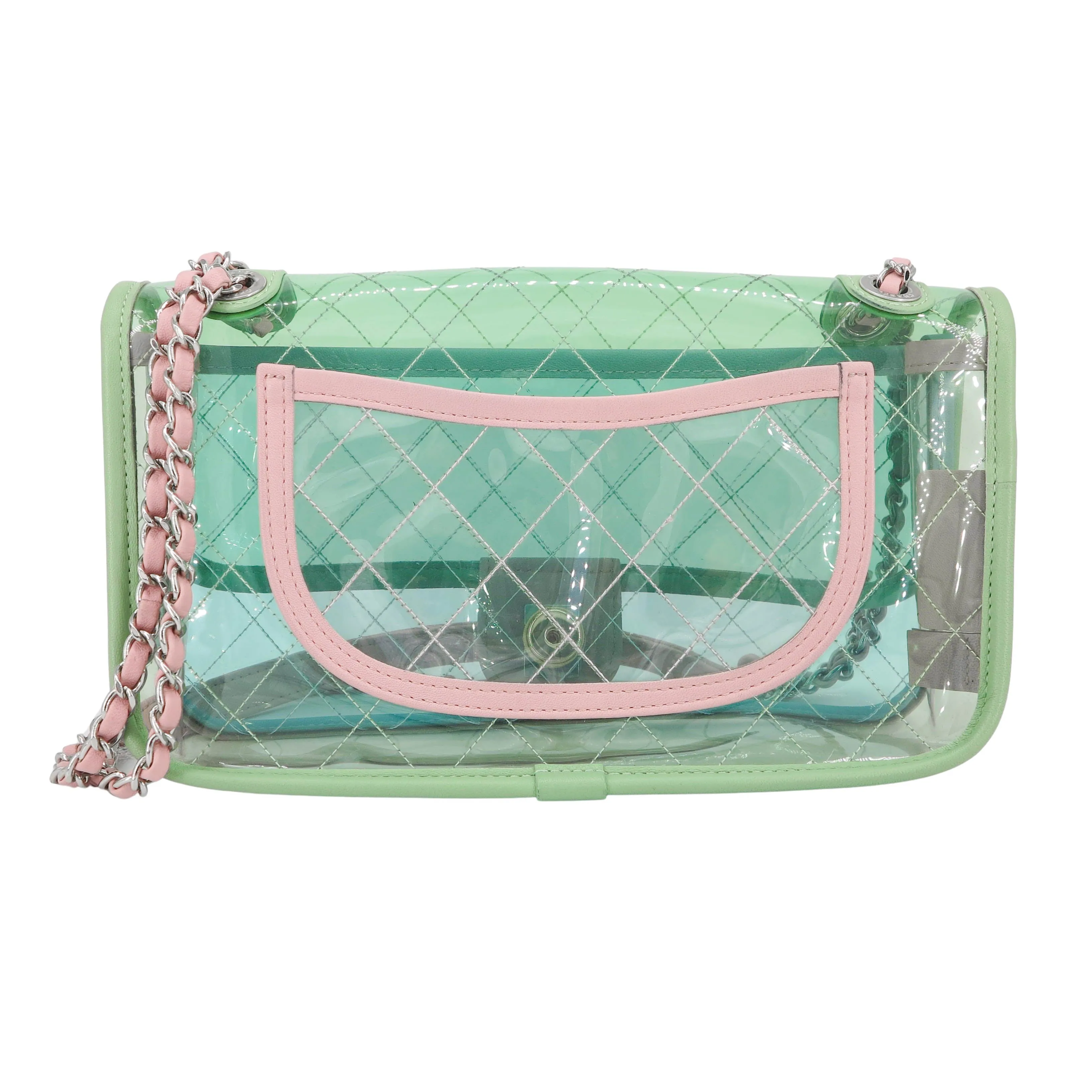 Coco Splash PVC Medium Flap Bag Green Blue Pink