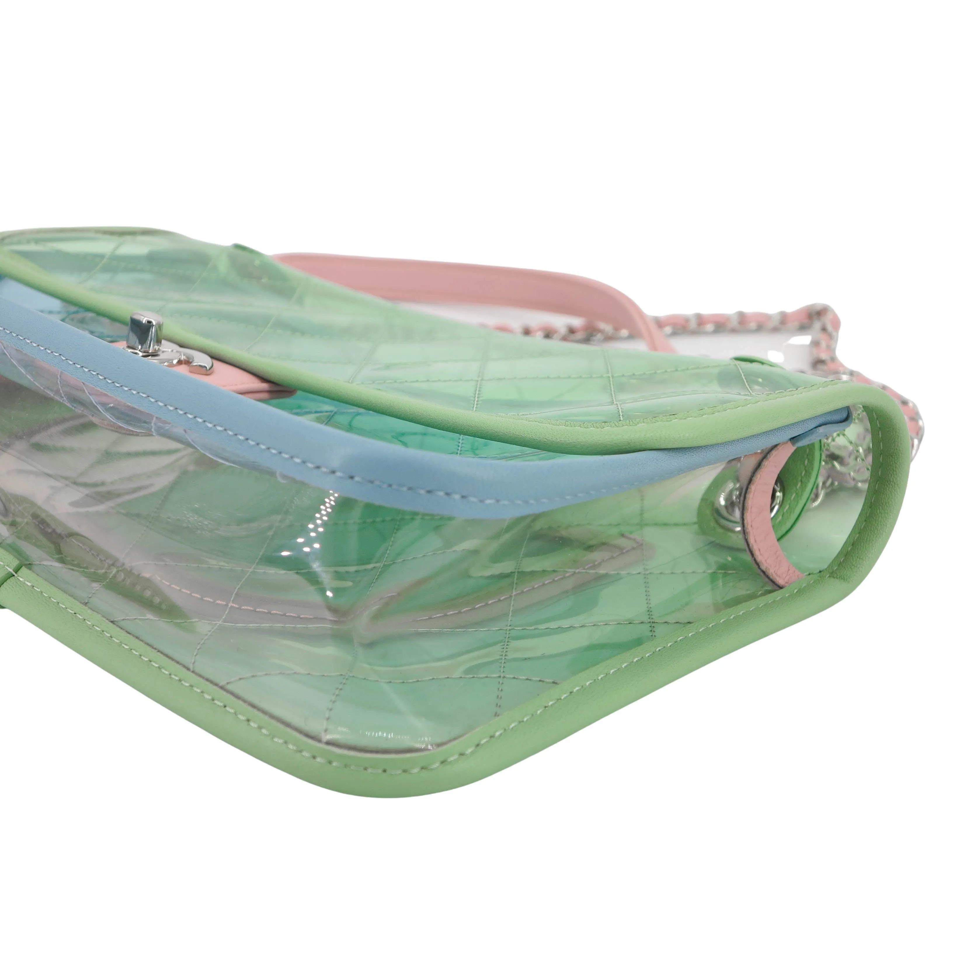 Coco Splash PVC Medium Flap Bag Green Blue Pink